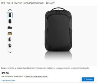 Dell Laptop Bag Pro 14-16 Plus Ecoloop backpack - CP5724S brand new 