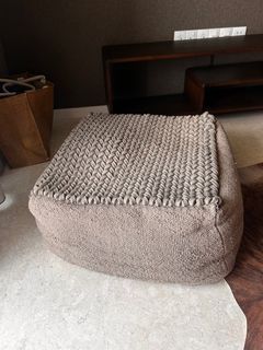 Braided Fabric Ottoman - Neutral grey