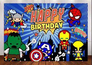 Superhero Happy Birthday Backdrop
