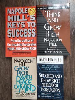Think and Grow Rich by Napoleon Hill, J Paul Getty, Marshall Goldsmith, Dan Ariely, Malcolm Gladwell, Nassim Nicholas Taleb, Rolf Dobelli,