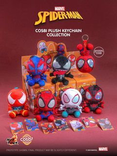 [SECRET AVAILABLE] hot toys cosbi marvel spider-man series sealed bnib bnif random confirmed design spiderman 2099 venom ghost spider scarlet spider miles morales secret hidden spiderman special upside down plush keychain vinyl pendant blindbox