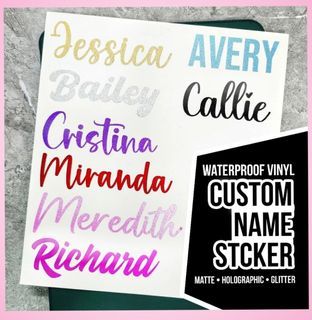 Custom Waterproof Vinyl Name Stickers - Matte/Glitter