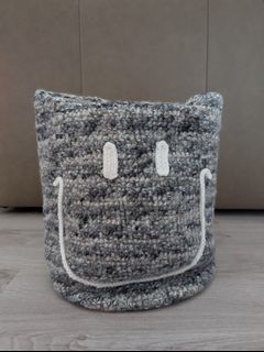 Handmade Fluffy Crochet Smiley Face Handbag