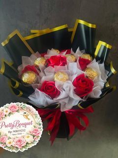 Pretty Bouquet - Red Roses & Ferrero Rocher