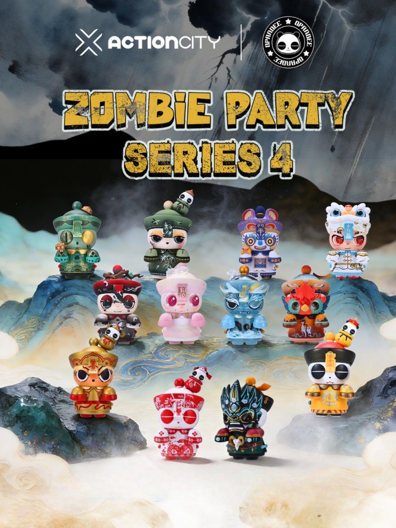Zombie Party Series 4 duplicates for sale (Category: Designer & Blind Box Toys) located in Singapore. Submitted by dealbreakers6 (Listing ID 1415518032, Image 1). Description: opened box to check card BNIF Foo Lion - $35 Lich Lord (black) - $70 Xian He - $12 Shadow - $16 Uncle Jin - $16 Meng Zhang - $16 Kin Hu - $12 Pinkie - $20 Kui - $12 Glow - $16.