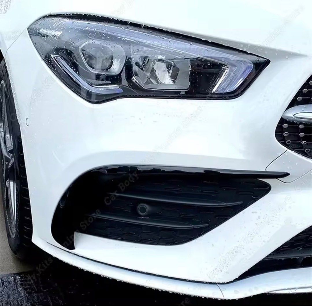 CLA Front Foglight Trim Gloss Black Brand New 2019-2022 (Category: Bodykits & Styling) located in Singapore. Submitted by laureay (Listing ID 1416826970, Image 1). Description: Instock, bought extra accidentally. Fits CLA180, 200, 220, 250 2019 to 2022. Comes with 3M tape already on it. Simple stick on installation, clean the surface before sticking. C118 X118 Front Bumper Spoiler Splitter Air Vent Fog Lamp Grill Grille Trim for Mercedes Benz. .