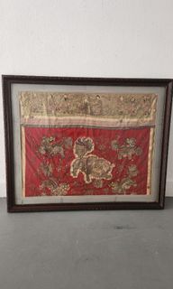Old Peranakan Batik Tok Wee/ Tok Wi / Altar cloth in frame