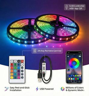 [FREE GIFT] 3m/5m/10m/15m/20m Led Strip Lights, 5050 RGB Flexible Tape Led Ribbon Led Strip with Phone Bluetooth