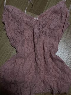 Pink Lace Camisole with Bow Detail