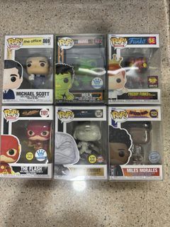 Funko Pop! Vinyl Figures - Michael Scott, Hulk, Freddy Funko, The Flash, Moon Knight, Miles Morales