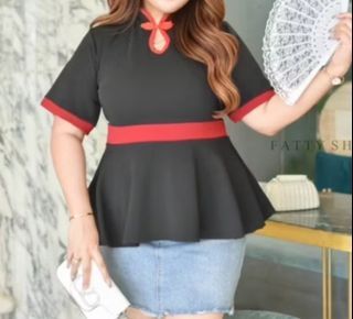 Plus Size Black Cheongsam Qipao Top