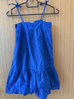 Cotton On Kids Blue Eyelet Summer Dress - Size 6