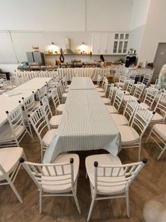 rent table chair tiffany chair black white skirting event party wedding