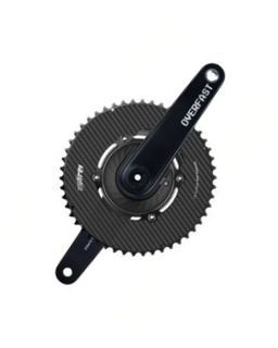 OVERFAST VELA Carbon Powermeter / Non-Powermeter Crankset (SRAM DUB / Shimano Ti24mm) with Xcadey Powermeter and Cybrei Metarbon Aero Chainring For Bicycle and Cycling
