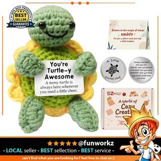 SZMDLX Funny Valentines Day Birthday Gifts for Women Men, Cute Crochet Positive Turtle Sunflower Decor Set, Unique Handmade Anniversary Christmas Gifts for Boyfriend Girlfriend Friends