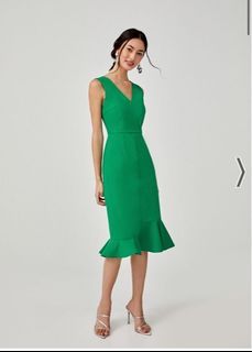 Lb love bonito lovebonito Giavanna Peplum Midi Dress Green