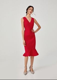 Love bonito lovebonito lb Giavanna Peplum Midi Dress red