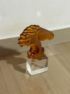Amber Crystal Horse Head Sculpture on Acrylic Base