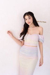 Mikayla Limited Edition  Sophie Tie Dye Bubble Sleeve Top in Paddle Pop