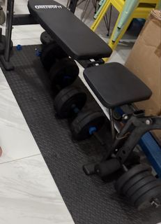 ONE TWO FIT Adjustable Weight Bench with Dumbbells