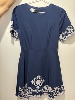 Navy Blue Embroidered Dress