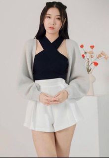 TSS Cozy Knit Bolero Cardigan (Light Grey)