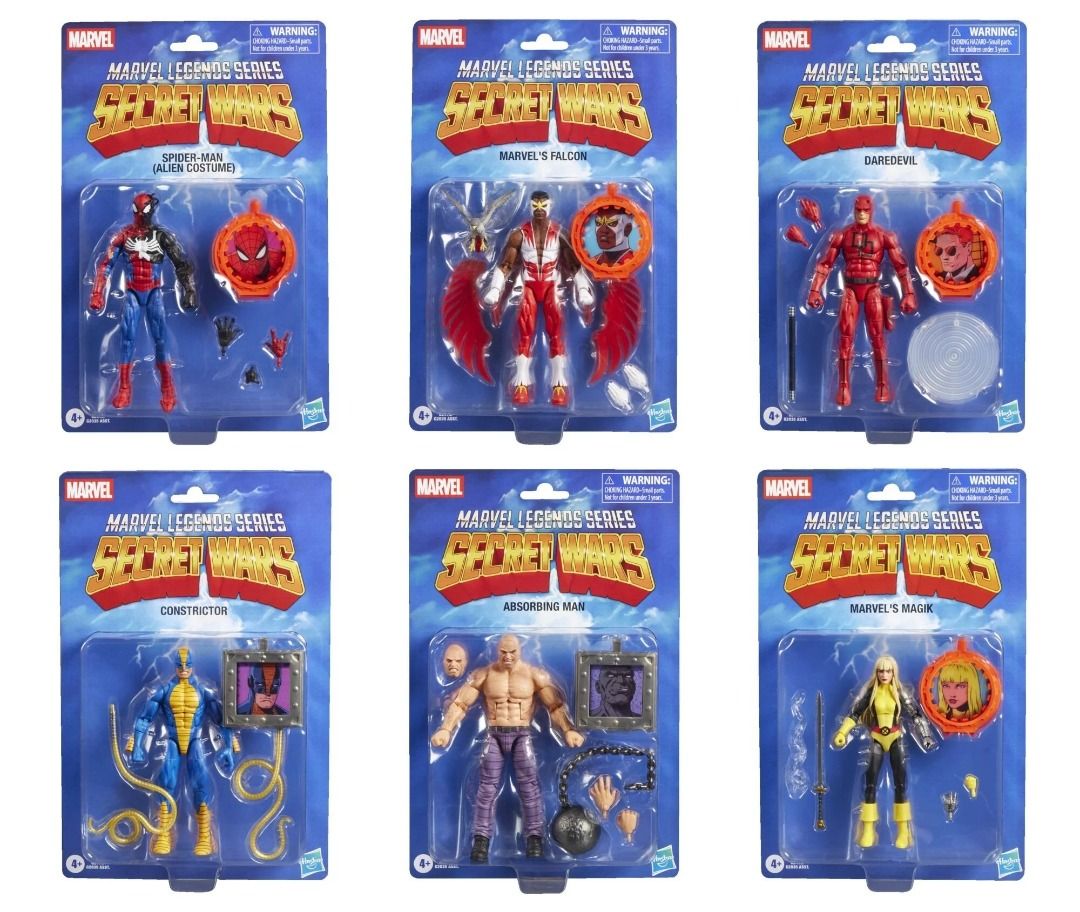 Urgent PO! Marvel Legends Series - Secret Wars Series 2 - Carton of 6 (Absorbing Man, Alien Costume Spidey, Constrictor, Daredevil, Falcon, Magik) Hasbro (Category: Toy Figures) located in Singapore. Submitted by mikutoys (Listing ID 1426857720, Image 1). Description: Daredevil SOLD OUT Spider-Man Venomised SOLD OUT •Deal in Chinese Garden mrt •TOYBROS Queensway shopping centre. #02-03 Wed to Sun 12pm - 7.30pm. •Qexpress $4 3-day delivery .