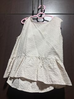 Cream Striped Sleeveless Top
