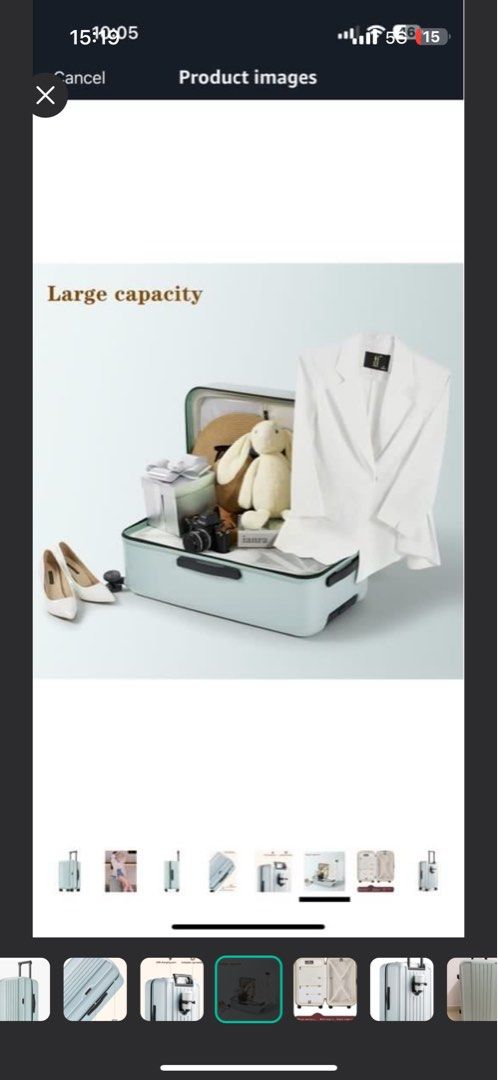 GinzaTravel Trunk Spinner Luggage - Tiffany Blue (Category: Luggage) located in Singapore. Submitted by elleemmanuel (Listing ID 1424337198, Image 7). Description: Used twice, expandable design 20inch Condition 9/10 Selling because I already have a similar luggage NO NEGO.