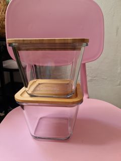 4x IKEA Glass Food Container with Bamboo Lid