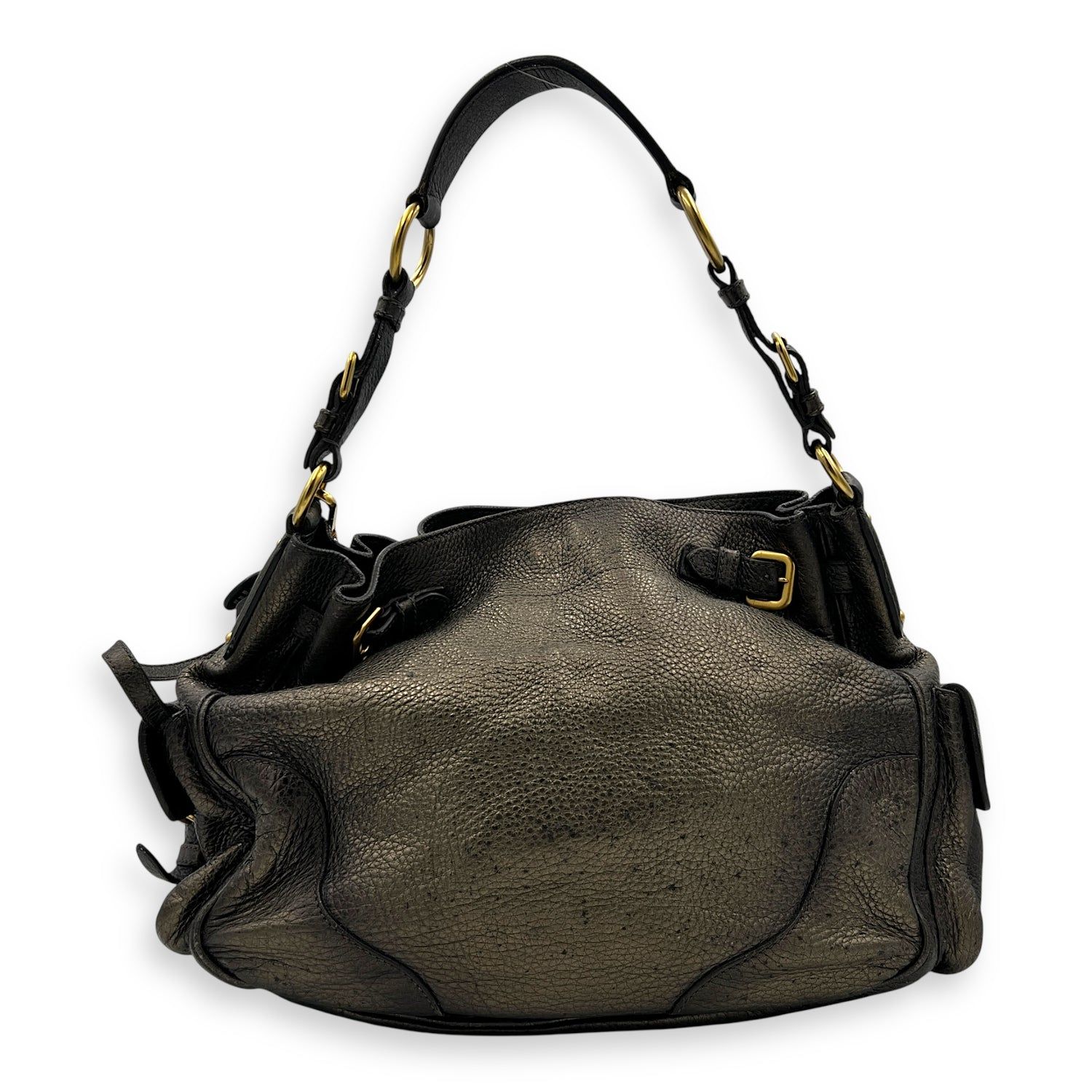 Prada Vit Daino Green Shoulder Bag in Calfskin, Gold hardware (Category: Bags & Wallets) located in Singapore. Submitted by carousellluxury (Listing ID 1427877189, Image 2). Description: SKU C2603-010320AA Material Calfskin Color Green Hardware Gold Strap Not Included Dimension (L)40cm x (H)30cm x (W)14cm Accessories Authentication Card, Care Card, Receipt(s), Dust Bag, Series BR3778 Circa Est NA Microchipped FALSE Condition - Surface: Some spot 