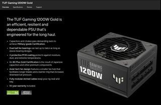 1200w PSU - ASUS TUF Gaming 1200G (Gold)
