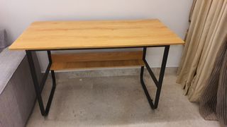Wooden Desk with Black Metal Legs