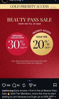 Sephora Gold Tier 20% discount