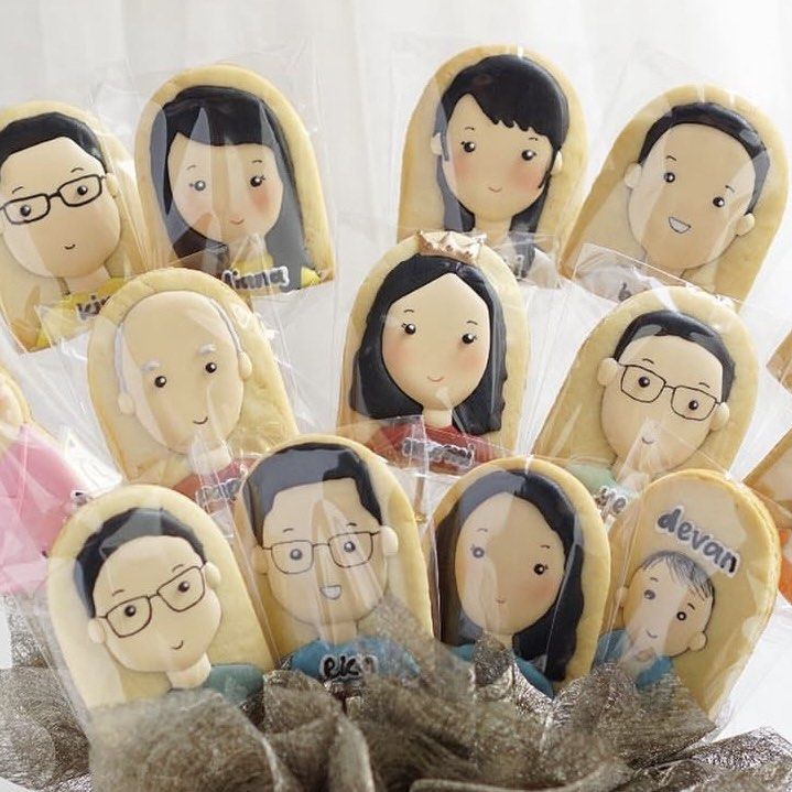 Custom Portrait Cookies | Sugar Icing Cookies for Birthday, Gender Reveal, Farewell, Wedding Gifts or Souvenirs (Category: Homemade Bakes) located in Singapore. Submitted by cottonchocolate (Listing ID 1428682837, Image 3). Description: 🍪 Custom cookies according to design ✅ Price starts from $5 and varies depending on design (please chat to check price) ✅ Minimum order of 15 cookies ✅ Standard delivery at $5 per 15 cookies Cookies will be packe