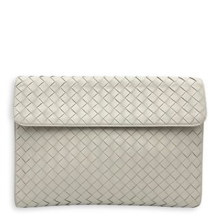 Bottega Veneta Intrecciato Clutch Silver in Lambskin, Silver hardware