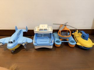 Green Toys Vehicle Set - Airplane, Boat, Helicopter, Submarine