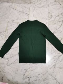 Green Ribbed Knit Sweater