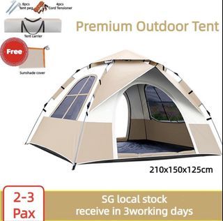 Premium Outdoor Tent - 2-3 Pax, Easy Setup
