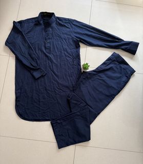 Men's Navy Blue Kurta Pajama Set
