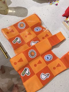 JBL cny  Orange Checkered Tote Bag with Stickers