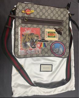 Gucci GG Supreme Soft Tiger Patchwork Crossbody Messenger Bag
