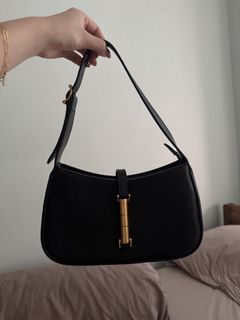 Charles & Keith Cesia Metallic-Accent Shoulder Bag - Black