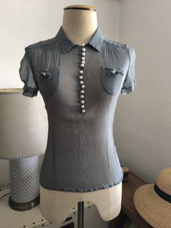 Tara Jarmon Vintage Sheer Silk Blouse - Size 36