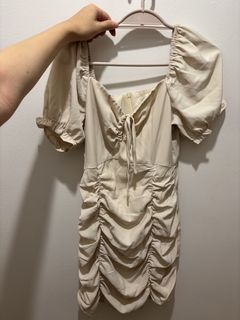 CarrisLabelle Beige Ruched Dress - Size M