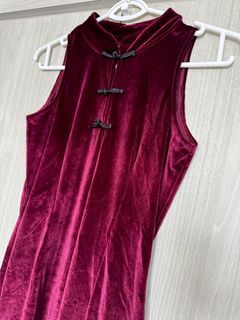 Long Velvet Cheongsam Qipao Dress — Plus Size Friendly