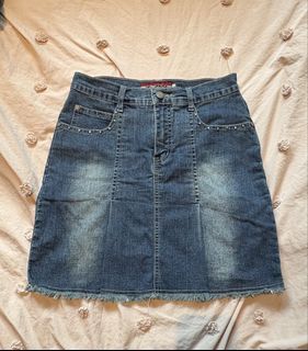ter jeans denim studded midi skirt