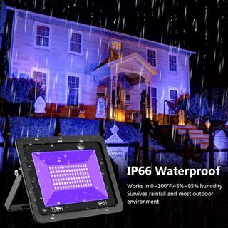 50W/100W LED UV Black Light Indoor Outdoor 385-400nm UV Aluminium Flood Light Stage Light UV Effect with AC Power for Halloween Club Party Disco DJ Bar Glow in the Dark Blacklight