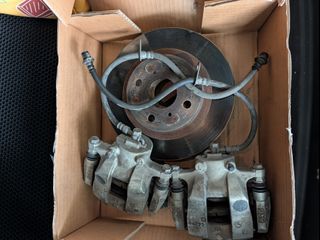 Stock Toyota Vios original calipers and rotors with brake pads and brake hoses