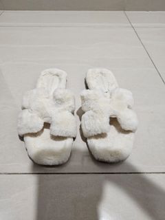 Fluffy White Slippers